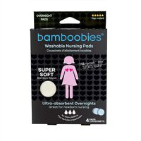 Bamboobies Washable Nursing Pads For Breastfeeding Starter Pack | Reusable Breast Pads| 2 Overnight Pairs