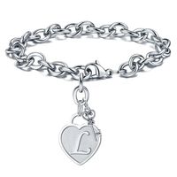Gifts For Women Jewelry Initial Bracelet - Engraved Letter L Initial Bracelet Stainless Steel Hand Stamped Womens Tiny Heart Letter Charm Bracelet Mothers Day Birthday Jewelry Gifts for Her Women Mom