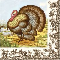Spode Woodland Turkey Thanksgiving Disposable Lunch Napkins, 6.5'' W x 6.5'' L, 20pcs