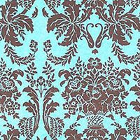Intricate Tissue Paper Prints - You Select Size Pack and Style! (10 Sheets, Brown Damask on Aquamarine)