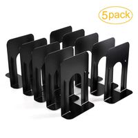Book Ends, Metal Bookends Heavy Duty Book Ends for Shelves, Non-Skid Premium Book Support for Books, DVD, Video Games, Magazine Black 7.8 x 6.4 x 5.3 inch (5 Pair/10 Piece)
