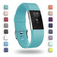 POY Replacement Bands Compatible for Fitbit Charge 2, Classic Edition Adjustable Sport Wristbands, Large Cyan