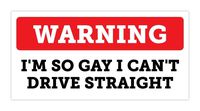 Sticker Frenzy Warning So Gay I Can'T Drive Straight Bumper Sticker Vinyl Decal 4"X6"