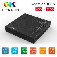 Android 9.0 Box, T95 MAX TV Box 4GB DDR3 RAM 32GB ROM WiFi 2.4GHz Support 6K 3D H.265 HDMI USB 3.0 H6 Quad-core cortex-A53