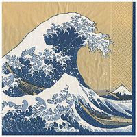 Caspari The Great Wave Paper Dinner Napkins in Gold, 20 Per Package