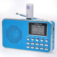 DEALPEAK Portable FM/AM Radio Digital Mini Speaker Music MP3 Player AUX USB TF LED Light (Color : Blue)