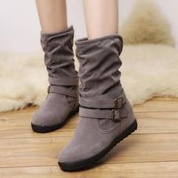 Hemlock Womens Booties, Ladies Winter Warm Calf Boots Slip On Snow Women Shoes Booties (US:5.5, Grey)