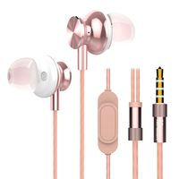 Wired in Ear Earbuds, Mijiaer M30 Stereo Bass Headphones with Microphone Noise Isolating 3.5mm Jack Earphones Remote Control (Rose Gold)