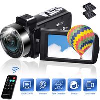 Camcorder 18X Digital Zoom Video Camera 1080P 30FPS Vlogging Camera Digital Camera with Remote Control 3" IPS 270° Rotation Screen