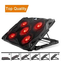 Pccooler Laptop Cooling Pad, Laptop Cooler with 5 Quiet Red LED Fans for 12-17.3 Inch Laptop, Dual USB 2.0 Ports, Portable 6 Angle Adjustable Laptop Stand for Gaming Laptop (PC-R5)