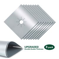 Stove Burner Covers Upgraded Double Thickness Silver Reusable Non-Stick Gas Stove Burner Liners Easy to Clean Heat Resistant Approved by FDA & LFGB (8 PCS)