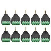 Akozon Male Adapter 10Pcs 3.5mm 4 Pole Stereo Vedio Male Plug to 4 Screw Terminal Adapter Connector