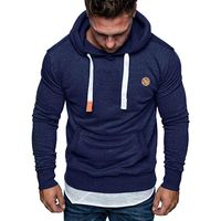 ANJUNIE Men's Heavy Blend Fleece Hooded Sweatshirt Autumn Solid Color Hoodies Outwear Tops Shirt (3-Navy, XXXL)
