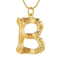 RINHOO Sideways Large Initial Necklace Gold Big Letter Script Name Stainless Steel Pendant Monogram Necklace for Women Gift(from Alphabet 26 A-Z) (Bamboo Initial)