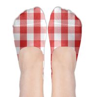Red Gingham Prints Womens Non Slip Athletic Compression Ankle Boat Short Socks For Yoga Train Hiking Cycling Running Sports Soccer