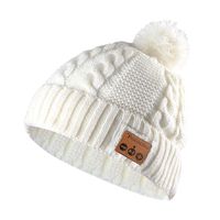 Pococina Upgraded 4.2 Bluetooth Beanie Hat Pom Pom Winter Knit Music Hat Cap Wireless Headphones Bluetooth Hat with Stereo Speaker Built-in Mic Birthday Gifts for Women Teen Girls - WM5 White