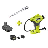 Ryobi P737 18-Volt ONE+ Lithium-Ion Cordless Power Inflator Kit with 1.3 Ah Lithium-Ion Battery,18-Volt Charger and Automotive Pencil Tire Gauge (Bundle)