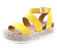 Soda Clip Womens Casual Espadrilles Trim Flatform Studded Wedge (11 M US, Mustard-Bryce)