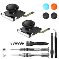 E·Durable 3D Replacement Joystick Analog Thumb Stick for Nintendo Switch Joy-con Metal Latch - Triwing Cross Screwdrivers Repair Tool Kits+ 4 Thumbstick Caps + Tri-wing/Cross Screws (17in1)