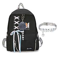 Youyouchard BTS Backpack for Women Girls for Laptop Hiking Travel with A BTS Bracelet (Z: V)
