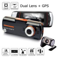 Grewtech 2.7" TFT LCD Dash-Cam Dual Camera Car DVR w/GPS Tracker + G-Sensor