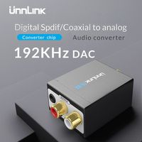 Unnlink Digital to Analog Audio Converter 192KHz 24Bit DAC SPDIF Optical Toslink Coaxial to Analog 2RCA 3.5mm Headphone Jack Compatible for PS3 PS4 Xbox One Roku4 Amplifier Speaker Subwoofer Soundbar