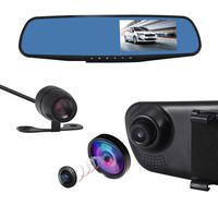 4.3 inch 1080P Dash Cam Dual Lens FHD Rearview Mirror Cam Car DVR Video Recorder with 170-degree Wide Angle Lens, Car Video Camera with G-Sensor, Loop Recording