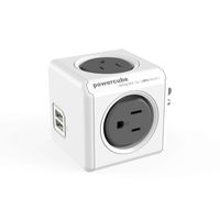 USB Wall Plug, Allocacoc PowerCube |Original|, 4 Outlets and 2 USB Ports, Cell Phone Charger, Power Adapter, Surge Protection, Compact for Travel, Home and Office, Space Saving, ETL Certified