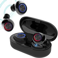 True Wireless V5.0 Bluetooth Earbuds,Waterpoof LED Sports in-Ear Headphones, HD Sound Earphone with Charging Case (Black)