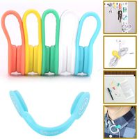 SUNFICON Cable Organizers Magnetic Clips Earbuds Cords Winder Bookmark Clips Whiteboard Noticeboard Fridge Magnets USB Cable Manager Ties Straps for Home,Office,School 5 Pack Assorted Light Colors