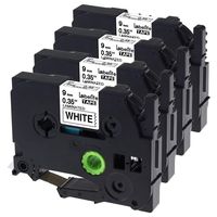 Labelife Replace Ptouch TZe Tape Laminated Label Maker Tape Compatible with Brother P Touch Label Tape PTD600 PTD400AD PT-D210, 9mm 0.35 Inch 26.2 Feet, Black on White, 4-Pack, (TZe-221 TZe221)