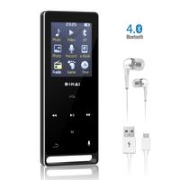 16GB Bluetooth MP3 Player, Portable Music Player with FM Radio Voice Recorder E-Book for Sport and Study, Metal Case Touch Buttons, Support Up to 128GB (Black)