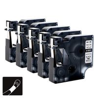 Replace DYMO 18051 Industrial Heat Shrink Labels 1/4'' Tubes, Compatible with DYMO Rhino PRO Laber Makers 4200 5200 6000, Black on White 6mm x 4.9' (1.5m), 5-Pack