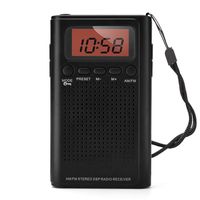 Horologe AM FM Pocket Radio, Portable Alarm Clock Radio with Time, Alarm, Radio, Digital Display,Stereo Mode and Including Battery