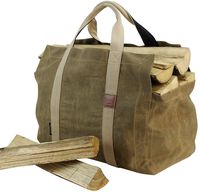 INNO STAGE 16oz Waxed Canvas Firewood Log Carrier with Double Straps for Reinforce - Both Inside and Outside for Wood Holder