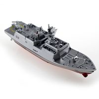 Tipmant Military RC Naval Ship Vessel Model Remote Control Boat Speedboat Yacht Electric Water Kids Toy (Antenna Not Required)- Silver