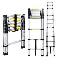 Gimify Telescoping Telescopic Extension Ladder 12.5 FT Aluminum Alloy Extendable Lightweight Ladder Steps Safety for Roofing Business, Household Use, RV Outdoor Work, 330 lbs Capacity
