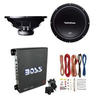 Rockford Fosgate 2 R1S4-12 12" 600W Subwoofers Subs + Mono Amplifier + Amp Kit