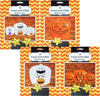 Set Of 4 Halloween Decorative Giant Lawn Bags With Twist Ties (Pumpkin & Ghost)