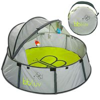 Nidö Pop Up Play Tent and Canopy Sun Shelter with SPF 50 + Mosquito Net, Perfect for Infant at the Beach, Park, Camping or Playroom, Easy Fold Up for Travel with Removable Mat + 3 Toys Included
