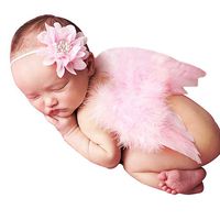 Newborn Photography Props Angel Wings Feather and Head Wear for Girl Baby Photography Cute Photo Accessory