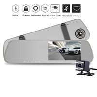 INRIGOROUS Dual Lens Dash Cam 4.3" Rearview Mirror Dash Cam Dual lens in Car Camera Black Box Car DVR Double Cameras Dashcams Car Video Recorder