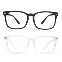 Blue Light Blocking Glasses Anti Eye Strain Minimize Headache UV Blocking Computer Reading Gaming Eyeglasses Frame (2 Pack(Matte Black & Transparent))
