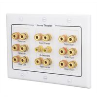 BATIGE 3-Gang 5 6 7.1/7.2 8.1/8.2 Surround Sound Speaker Wall Plate Subwoofer Compatible 16 Banana Post and 2 RCA Home Theater Audio Wall Plate