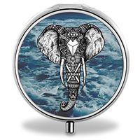 Custom Pill Case, Elephant Round Compact 3 Metal Portable Pill Container for Daily Use