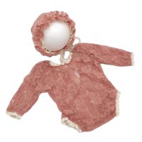 Baby Photography Props Lace Hats Rompers Newborn Girl Photo Shoot Outfits Hat Set Infant Princess Costume (Brown)