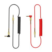 Apoi AUX Cord for Car [2 Pack] Coiled 3.5mm Male Right Angle to 3.5mm Male Stereo Audio Spring Aux Cable Extension-(Red+Black)