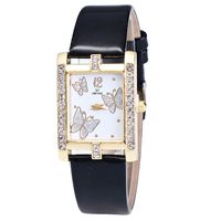 Women Quartz Watch Hosamtel Ladies Casual Faux Leather Checkers Rectangle Dial Analog Watch (Black 02)