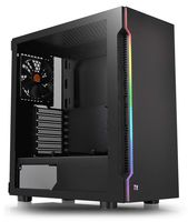 Thermaltake H200 Tempered Glass RGB Light Strip ATX Mid Tower Case with One 120mm Rear Fan Pre-Installed CA-1M3-00M1WN-00, Window, RGB