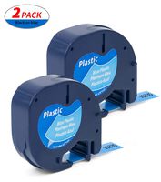 Label Orison Letratag Refills 91335 S0721650 Compatible with Dymo Labeling Tape Cassettes Plastic Black on Blue,1/2 Inch X 13Feet (12mmx4m),2Pack